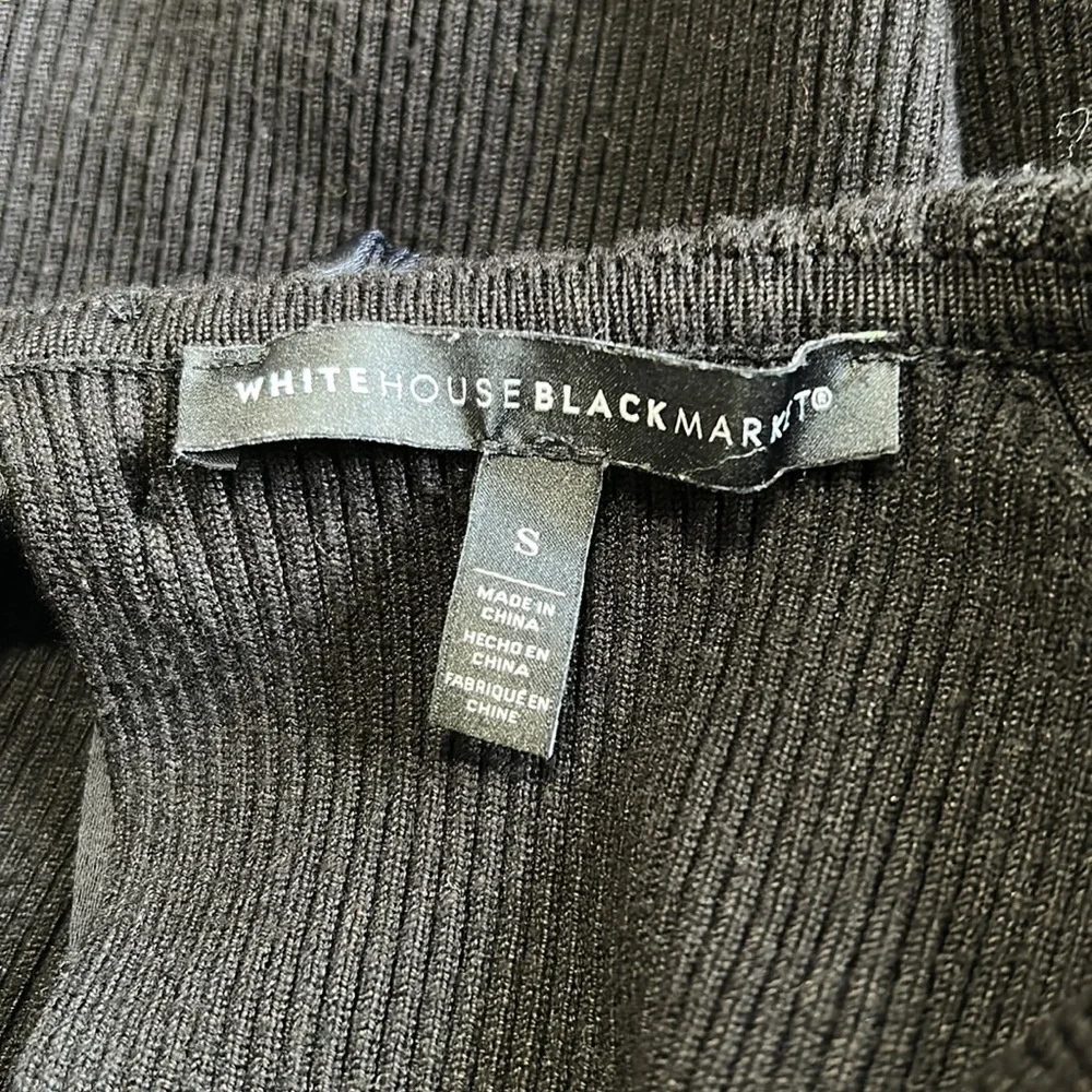 White House Black Market Bow Back Sweater Black Long Sleeve Keyhole Sz S - Picture 10 of 12